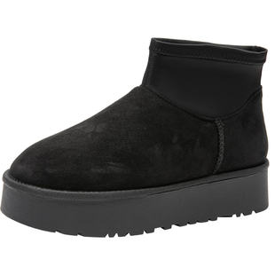 大东雪地靴女鞋2025冬季新款休闲简约平底中跟圆头D0705