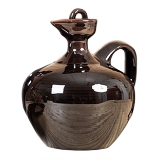 空酒瓶黑色螺纹酒壶土陶瓷小酒坛子1/2/3/5/10斤装家用密封密封盖