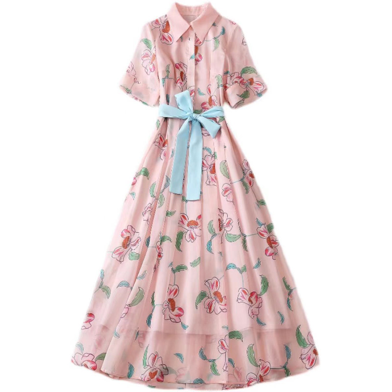 明星款彩色碎花大码走秀礼服长裙