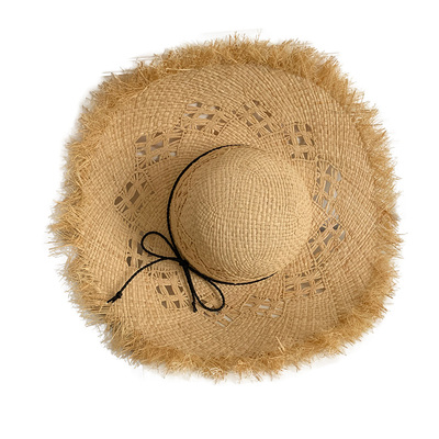 法式镂空拉菲草帽女夏季海边沙滩