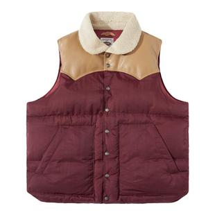 OUTORI冬季复古西式翻领拼接95白鹅绒坎肩外套双面穿羽绒马甲男潮