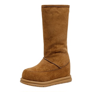 震地王厚底内增高12cm长筒靴子2025冬季新款加绒保暖时尚雪地靴女