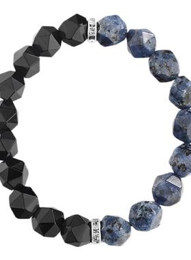 波塞冬蓝纹菱形手链玛瑙石手串