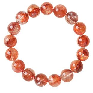 无加色天然红胶花手链牛血红凤凰鸩羽幽灵红焦花水晶单圈手串女