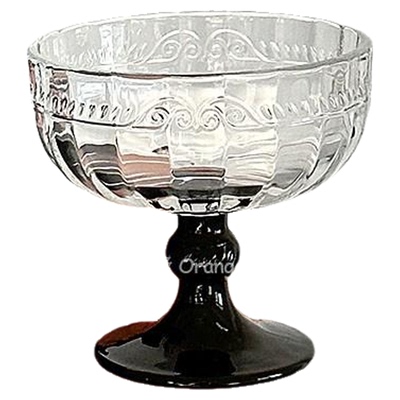 小众中古紧箍纹玻璃高脚杯小吃杯