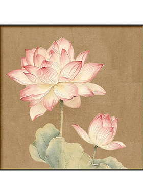宋代美学餐厅装饰画荷花方形卧室
