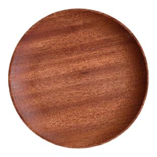 ins日式实木圆形盘子小木托盘咖啡餐厅小食物碟子收纳盘拍照道具