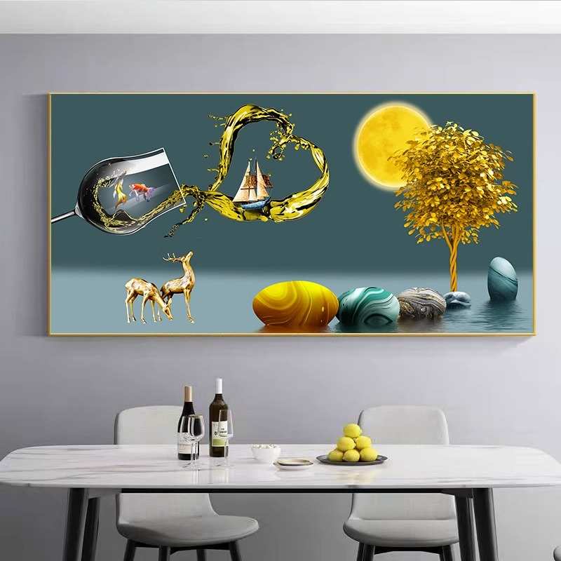 酒杯水果餐厅装饰画2025新款现代简约高档饭厅挂画餐桌背景墙壁画