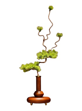 中古风入户玄关迎客松家居装饰品