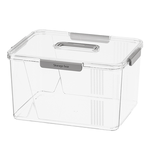 加厚带盖收纳箱手提透明收纳盒家用衣服整理箱玩具零食收纳筐盒子