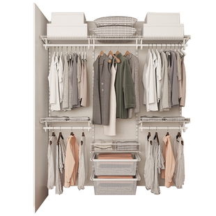 铂耐金属衣柜框架带门衣架上墙五金钢架定制卧室环保简易组装衣橱