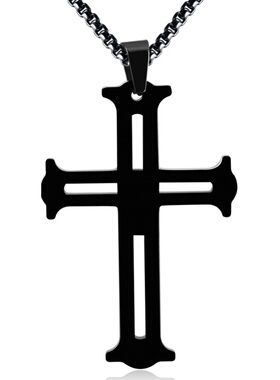 钨金十字架吊坠韩版高级感男项链