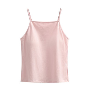 一字领高领口吊带背心带胸垫内搭打底平口内衣棉质