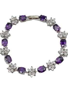 铜镀白金紫水晶彩宝手链手串原创