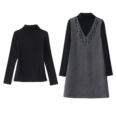 钉珠背心裙套装女小个子