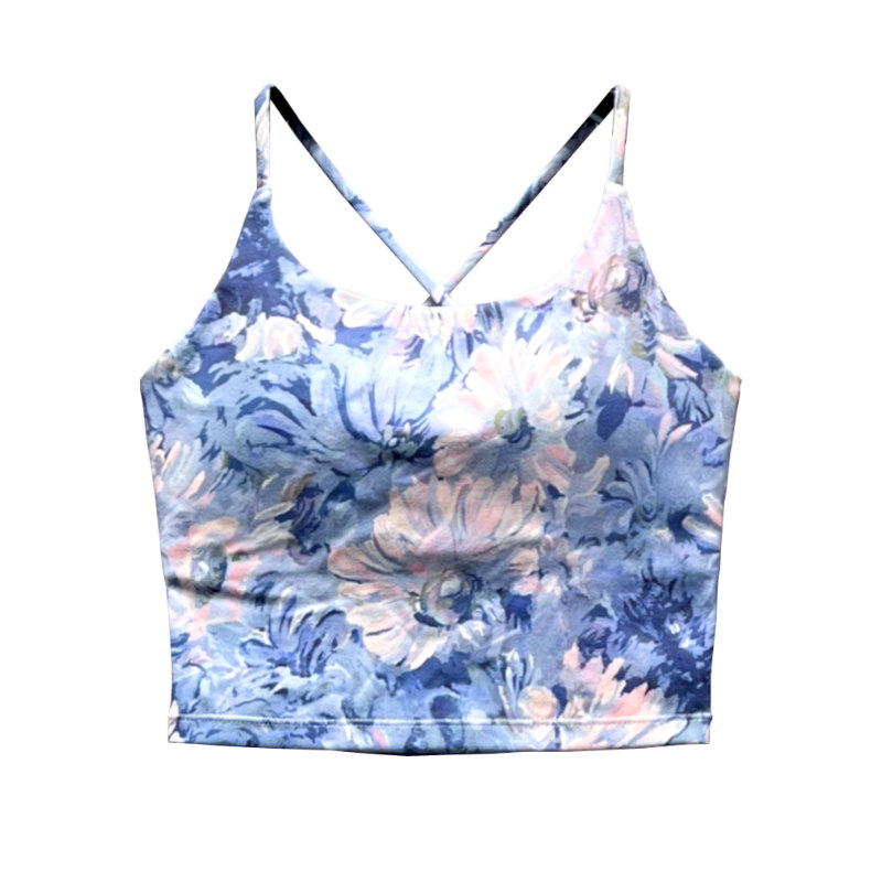 花色瑜伽服女吊带背心夏天