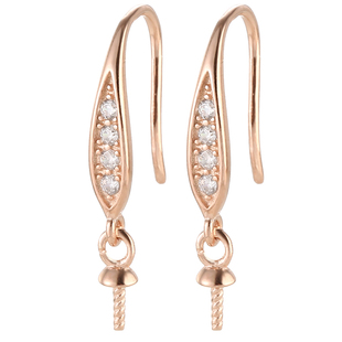 纯银耳环耳钉托空托耳拖diy材料镶嵌珍珠耳针18K金配件底托空耳托