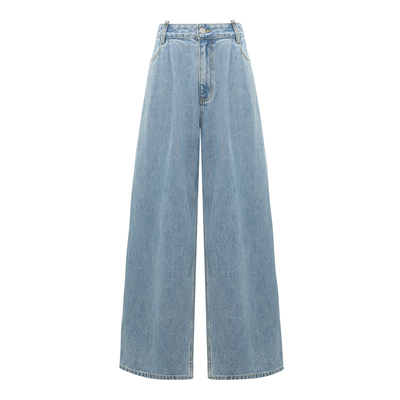 个性阔腿牛仔长裤挺括版型