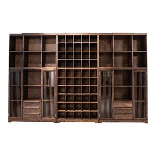 有清堂新中式博古架实木茶柜茶具茶叶置物架多宝阁黑胡桃木茶架