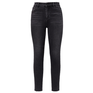 商场同款FF||仿佛冬季牛仔裤女高腰直筒修身小个子显