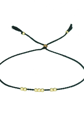 瑞士小圆珠极细黑色情侣手绳