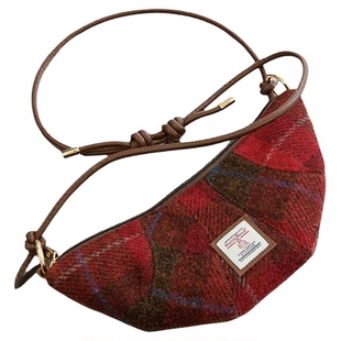 harris tweed哈里斯粗花呢红色牛角包网红可颂包羊角包单肩斜挎包