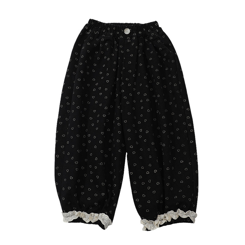 韩系花边牛仔灯笼裤春秋新品