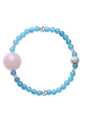 天然甜美海蓝宝粉晶女细手链