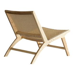 马鞍椅北欧实木复古单人沙发民宿酒店中古绳编折叠户外靠背躺椅子