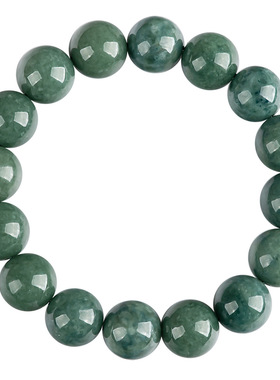 纯天然A货翡翠玉深豆绿圆珠手串