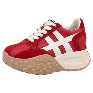 星期六内增高女鞋9.5CM红色小个子女鞋爆款厚底老爹鞋新款鞋子女