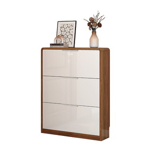 实木鞋柜烤漆门口靠墙家用入户超薄翻斗大容量现代简约鞋架