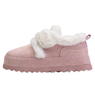 回力雪地靴女2025冬季新款粉色毛绒保暖棉鞋一脚蹬厚底女款休闲鞋