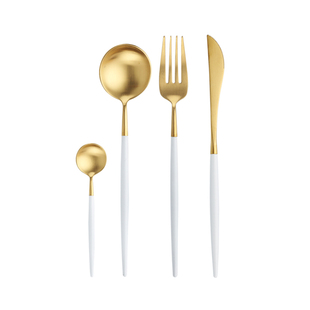 葡萄牙ins网红餐具不锈钢西餐刀叉勺筷四件套牛排刀叉勺家用套装