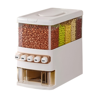 日本分格五谷杂粮收纳盒防虫防潮密封家用分隔按压式装米桶储米箱