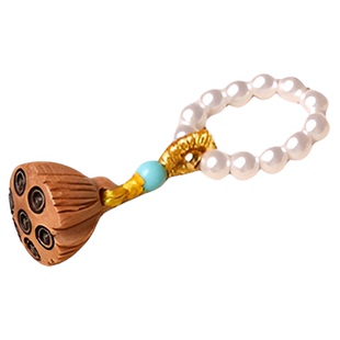 古风桃木莲蓬珍珠贝紫砂壶绳小提溜手工编制茶壶盖配饰小挂坠挂件