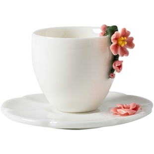 羊脂玉瓷捏花杯|高档手工单杯白瓷杯垫女士主人杯女生陶瓷茶具