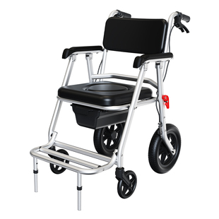 老年人带轮坐便椅家用结实移动马桶坐便器折叠洗澡椅子老人沐浴椅