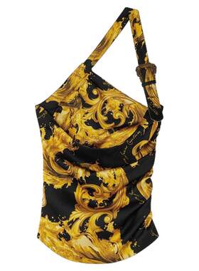 【季末优惠】VERSACE JEANS COUTURE 女士印花垂褶单肩上衣