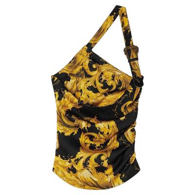 【季末优惠】VERSACE JEANS COUTURE 女士印花垂褶单肩上衣