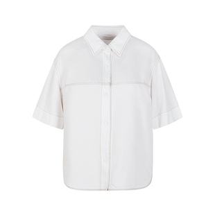 LESS夏季环保莱赛尔牛仔夹克女明线时髦休闲衬衫领外套2P4612450