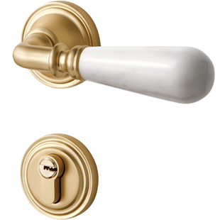 烁盾法式卧室门锁中古复古风室内家用门把手大理石磁吸静音分体锁