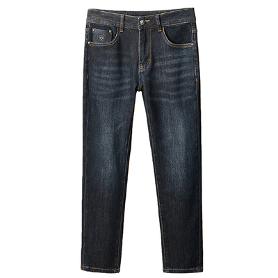 高级感深蓝色牛仔裤男修身厚款