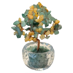 天然黄水晶绿幽灵发财树摆件家居装饰品办公室桌面摆件