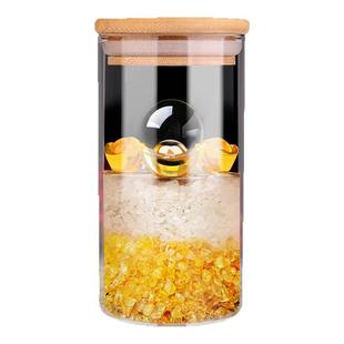 2026安忍水瓶子厨房卫生间客厅床头朝西摆件六帝钱水晶元宝玻璃瓶