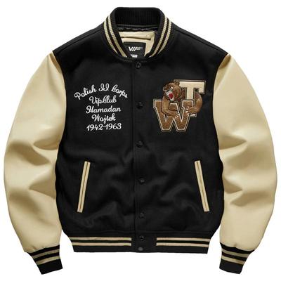 vip美式毛呢拼接棒球服