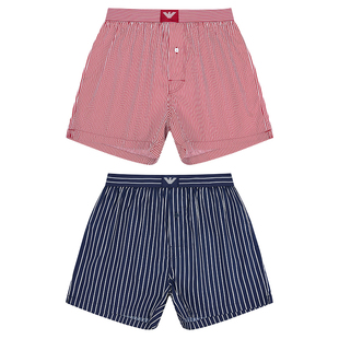 Armani/阿玛尼EA男士鹰标2件装条纹宽松四角内裤EM000403 AF18884