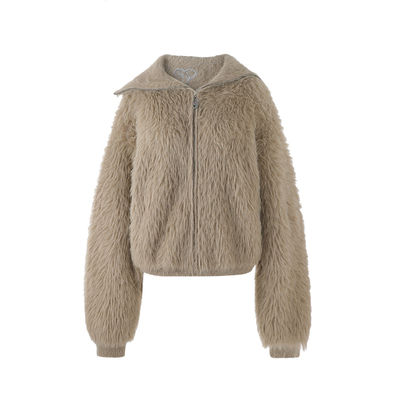 韩系休闲毛毛外套女秋冬季