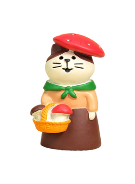 可爱猫咪蘑菇树脂治愈桌面摆件