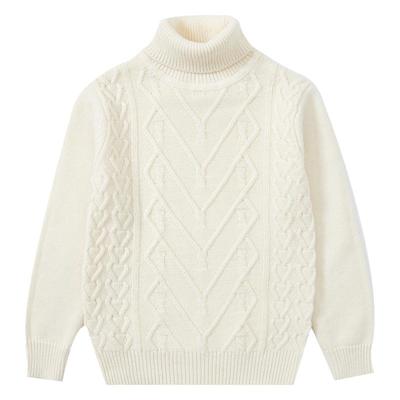 恒源祥女童高领白色提花毛衣%羊